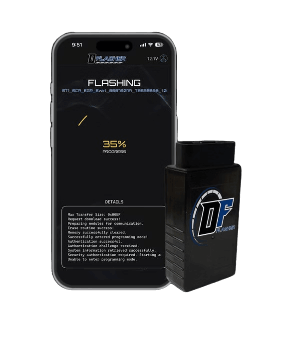 DFlasher ECU flashing progress